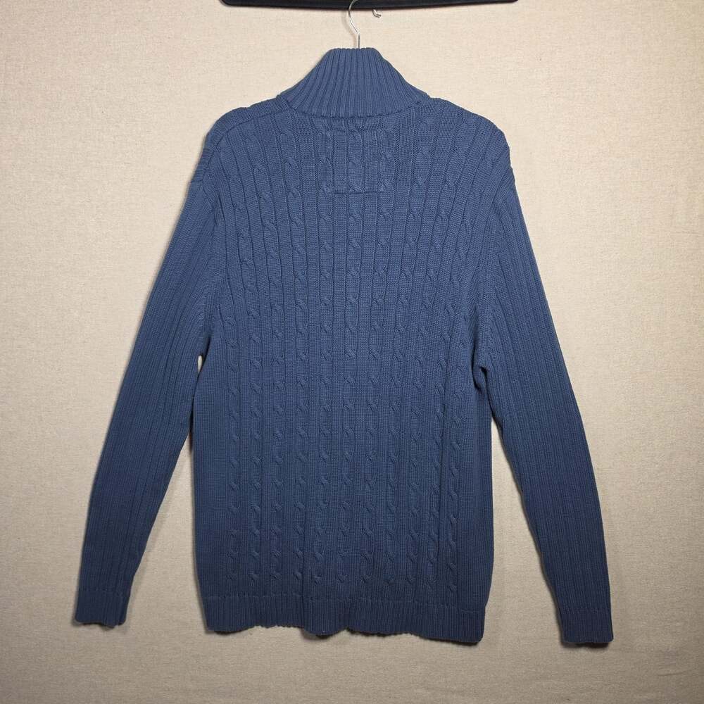 Company 81 Cable Knit Cardigan Mens XL 100% Cotton Full Zip Blue Fisherman - Picture 8 of 10